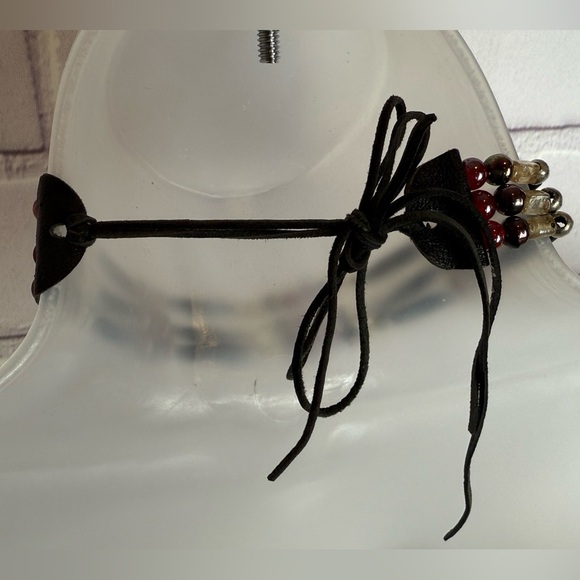 Vintage Handmade Beaded Multi- Strand Choker Necklace - Red, Gold & Black - Picture 6 of 9